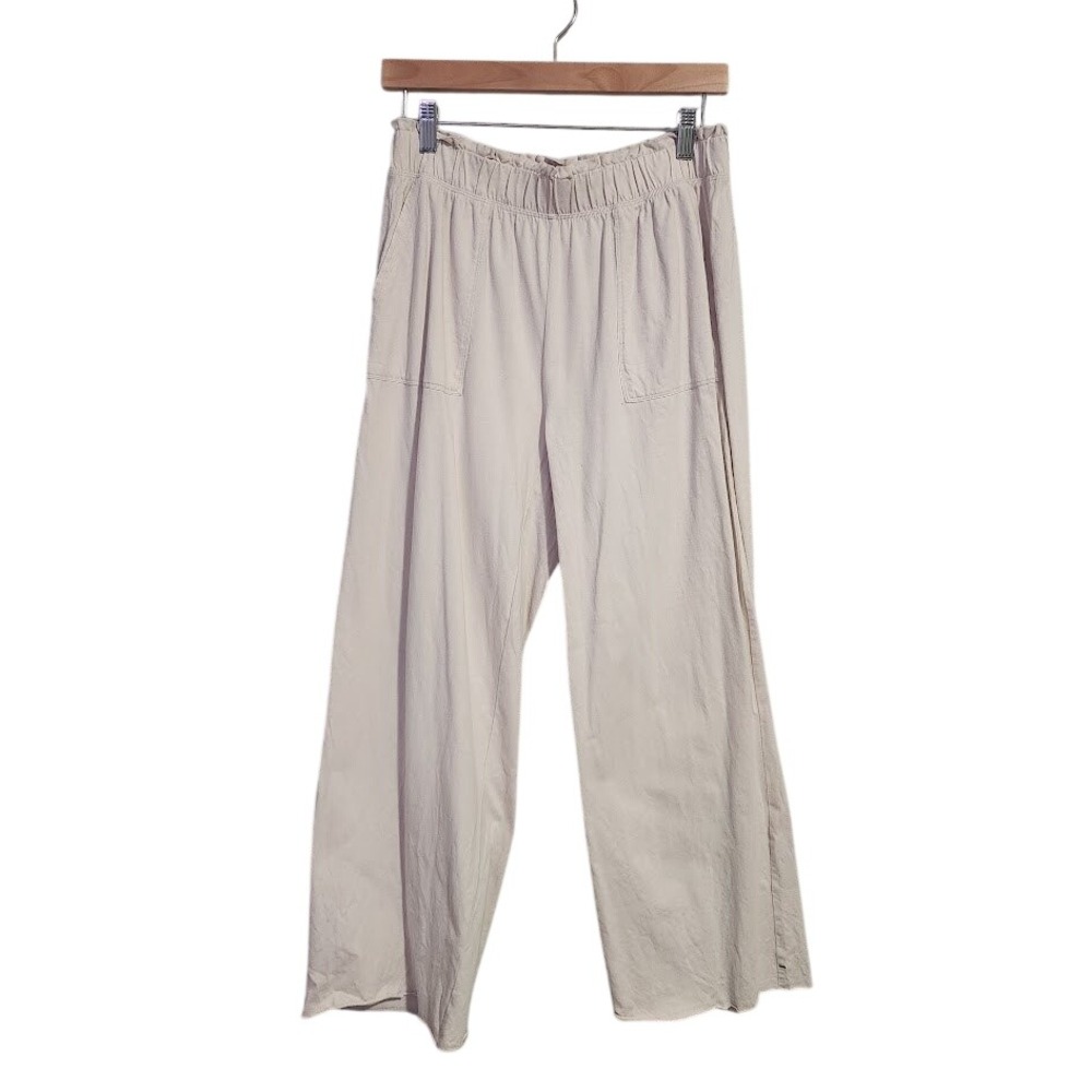 PAPER LABEL Organic Cotton Wide Leg Pants Oatmeal‎ Relaxed Minimalist M